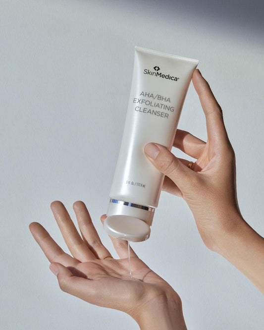 skinmedica-AHA-BHA-exfoliating-cleanser-hands-dca-advanced-skincare-center